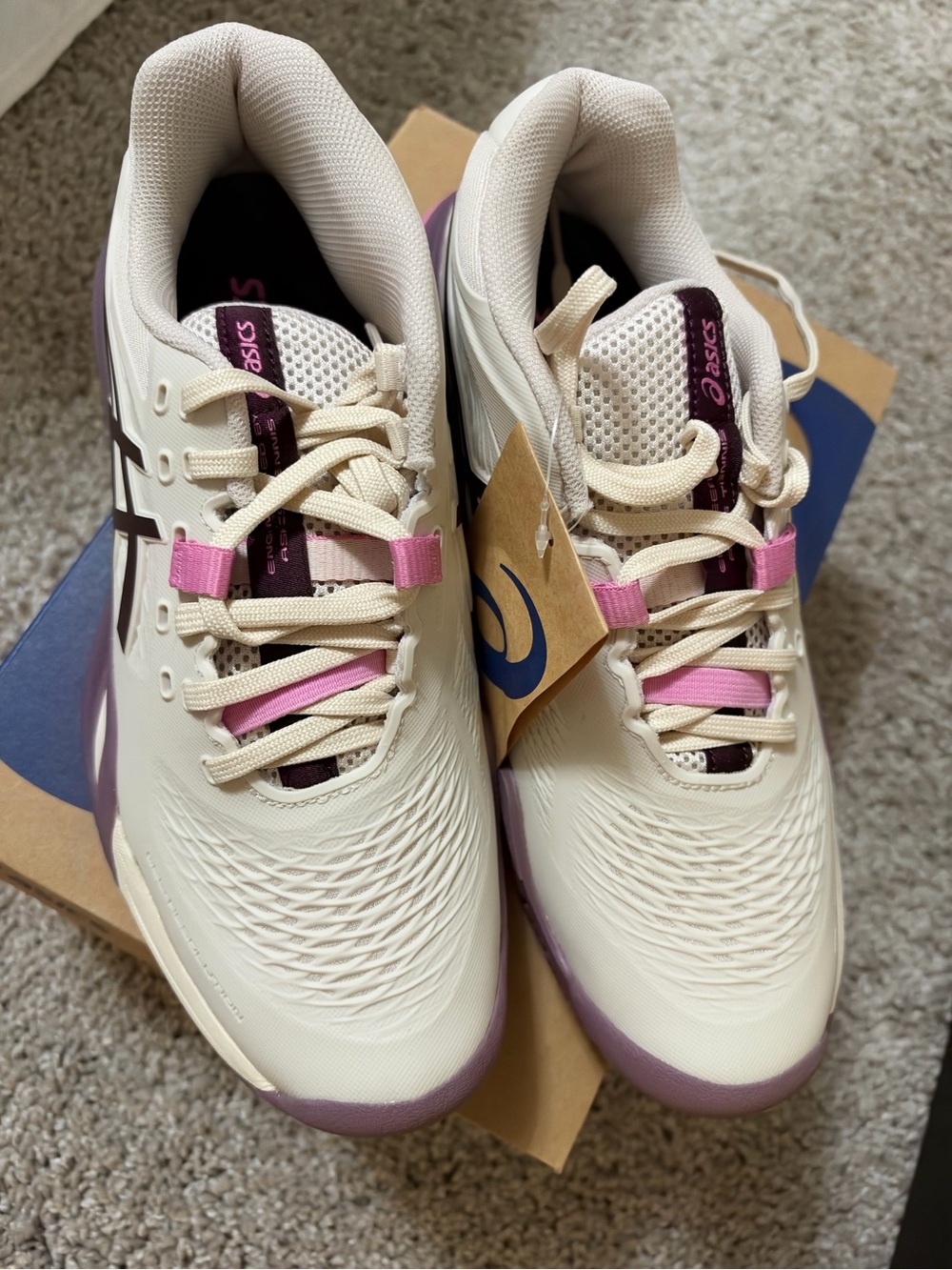 ASICS Women’s Cream & Pink Tennis Court Shoes